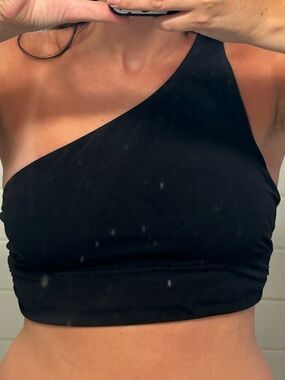 Asymmetrical One-Shoulder Black Sports Bra